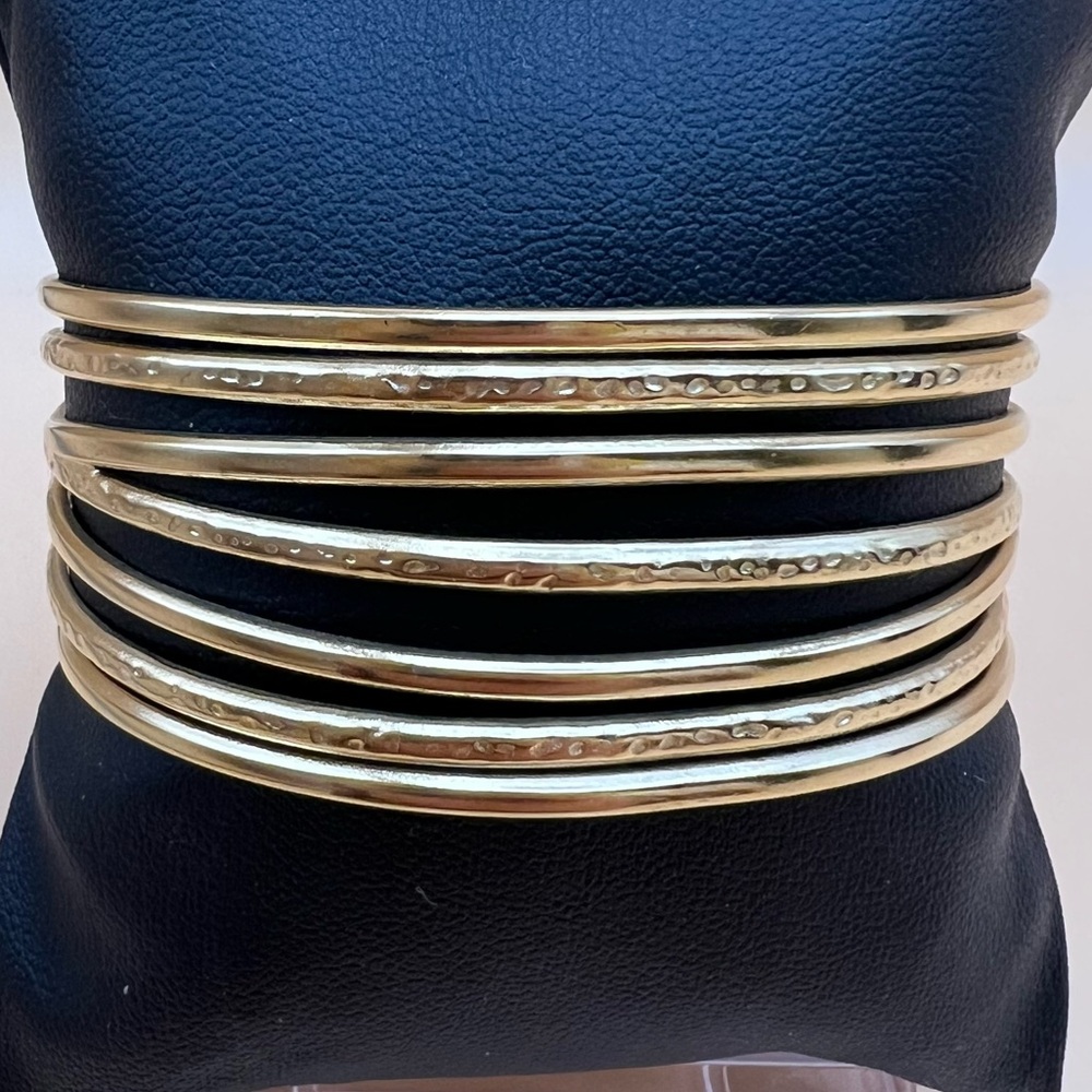 Illusion Strand Bangle Bracelet, Gold Tone